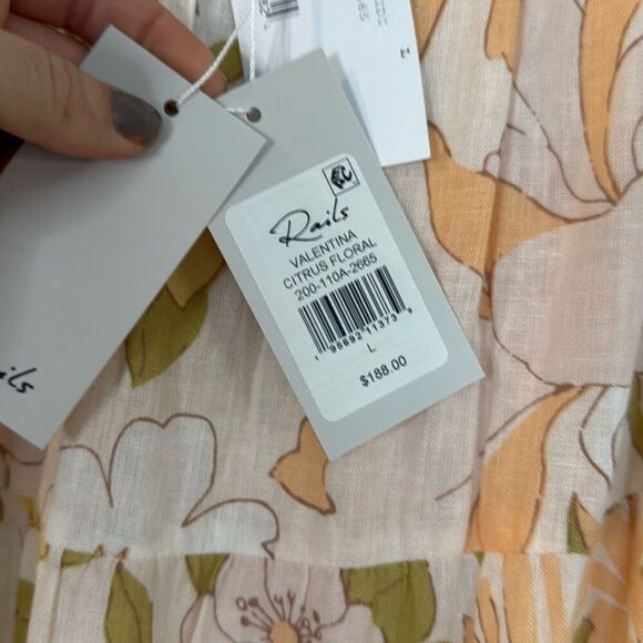 Rails NWT Valentina citrus floral tiered dress large $188 - Picture 6 of 12
